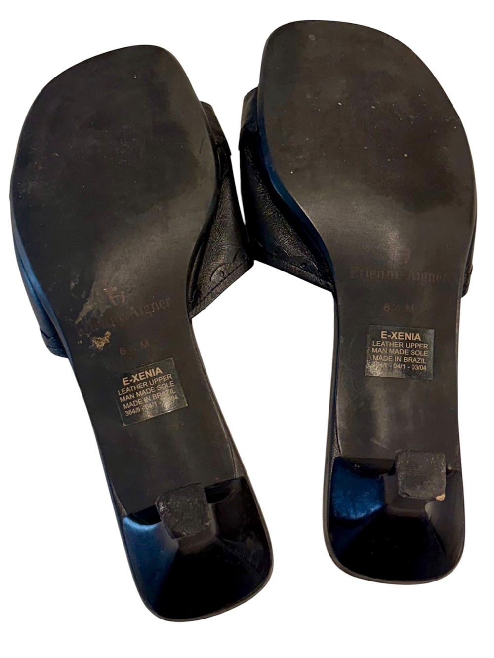 Etienne Aigner E-Xenia Black Leather Kitten Heel Toe Loop Sandal - Size: 6.5 - Picture 4 of 4